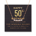Happy 50th Birthday Five Pearl Necklace, Gold Plated Stainless Steel