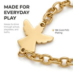 Studio Rockwood Angel Charm Bracelet for Girls Gift Set, Adjustable 18K Gold Plated, Hypoallergenic Kids Jewelry, First Communion Baptism Birthday Gift with Box and Card (Happy Birthday)