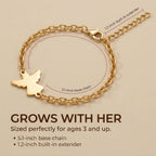 Studio Rockwood Angel Charm Bracelet for Girls Gift Set, Adjustable 18K Gold Plated, Hypoallergenic Kids Jewelry, First Communion Baptism Birthday Gift with Box and Card (Happy Birthday)