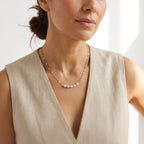 Happy 50th Birthday Five Pearl Necklace, Gold Plated Stainless Steel