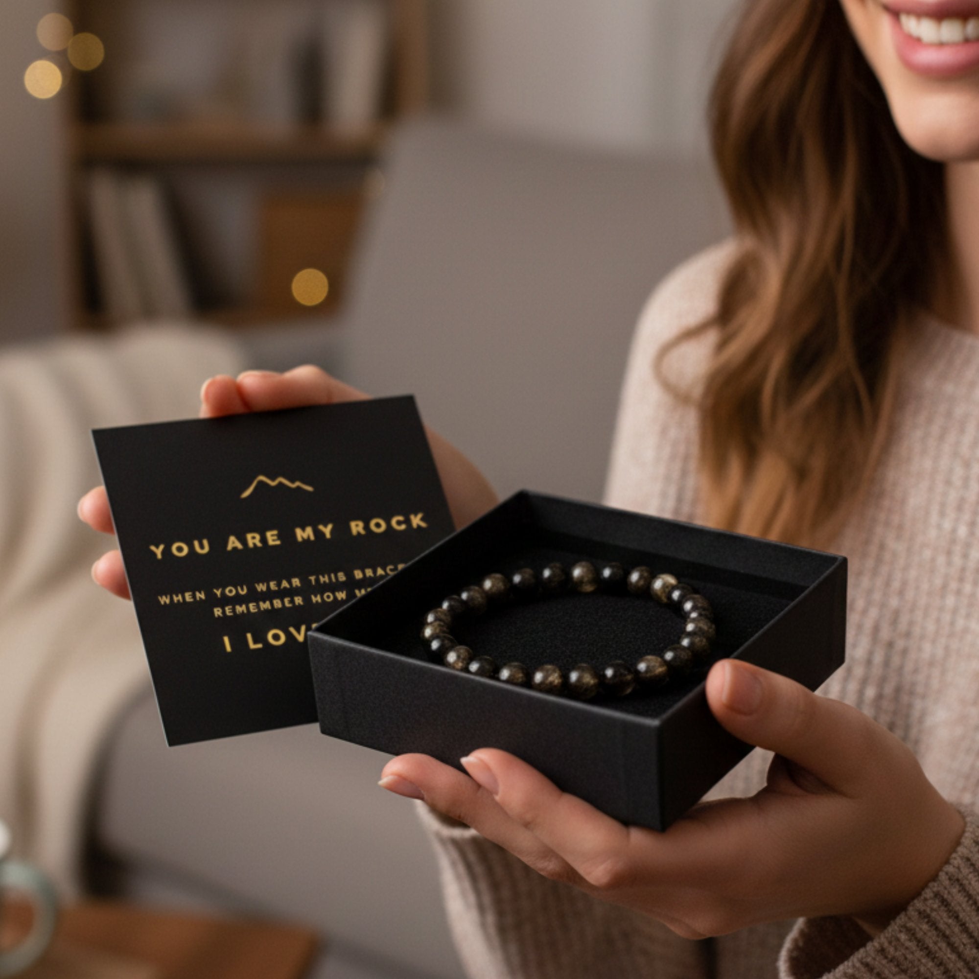 Golden Obsidian Bracelet for Men and Women – Natural Stone Beaded Stretch Bracelet