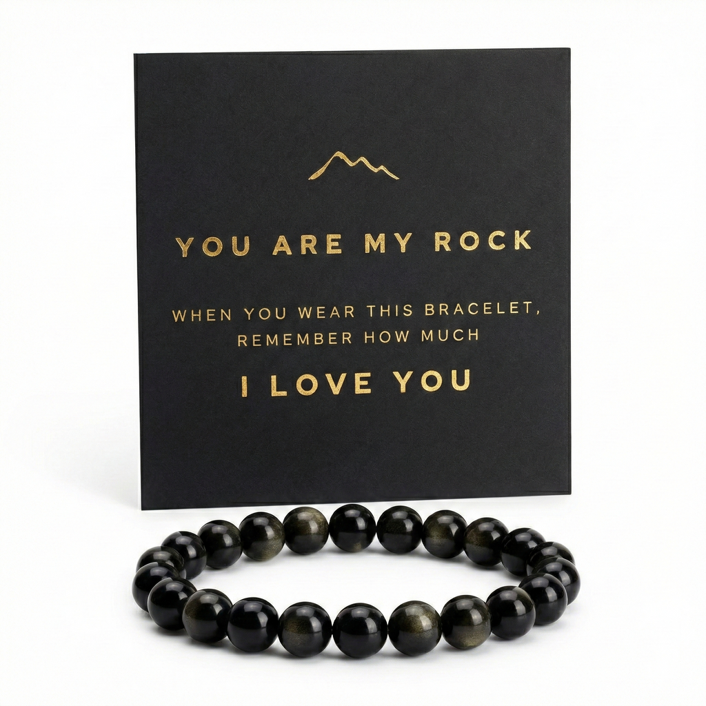 Golden Obsidian Bracelet for Men and Women – Natural Stone Beaded Stretch Bracelet