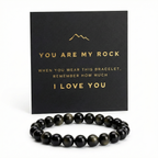 Golden Obsidian Bracelet for Men and Women – Natural Stone Beaded Stretch Bracelet