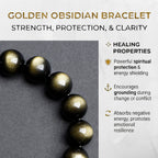 Golden Obsidian Bracelet for Men and Women – Natural Stone Beaded Stretch Bracelet