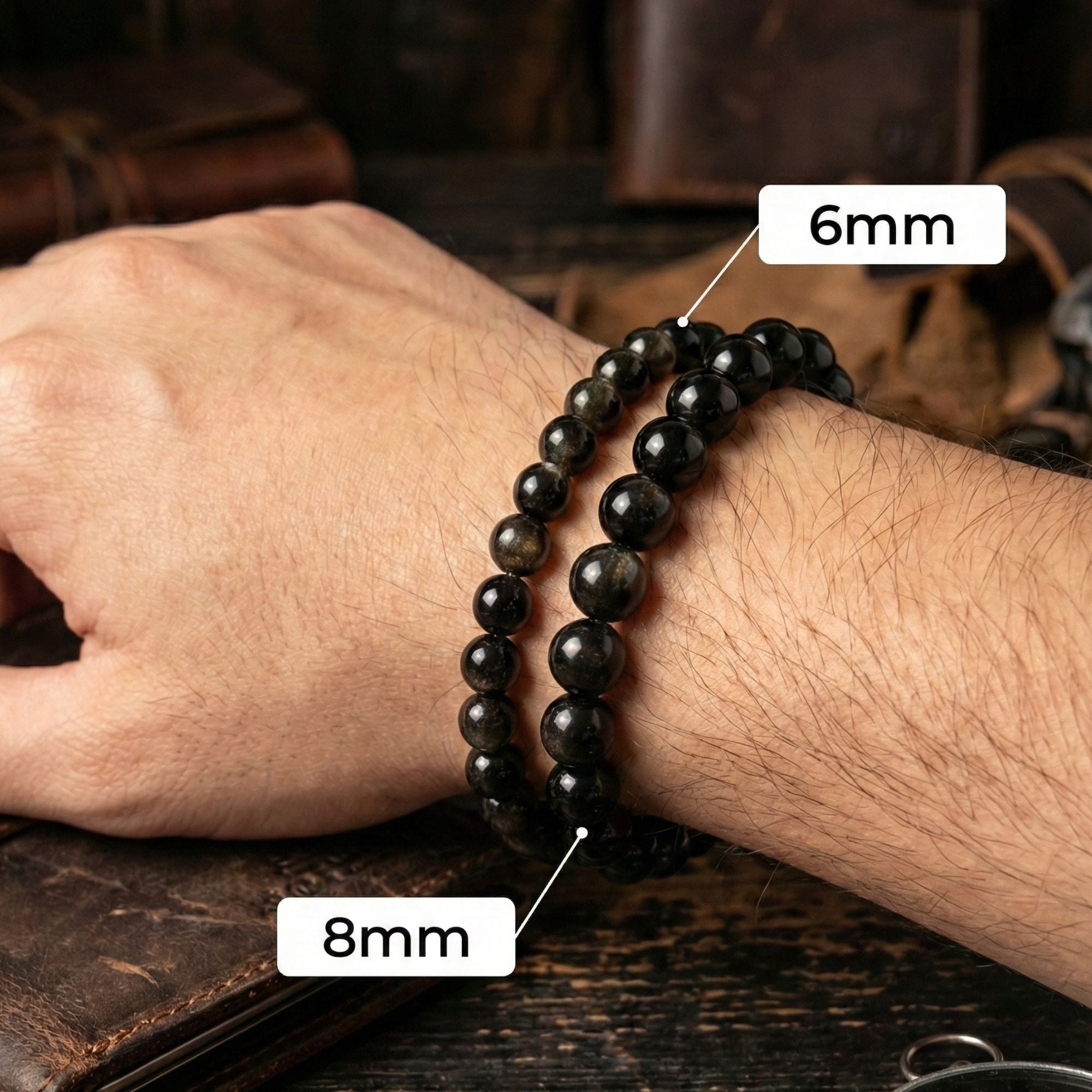 Golden Obsidian Bracelet for Men and Women – Natural Stone Beaded Stretch Bracelet
