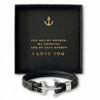 Anchor Bracelet with Message Card - “You Are My Anchor” Romantic Gift Box for Husband, Boyfriend, Fiancé -Anniversary & Valentine’s Day Jewelry