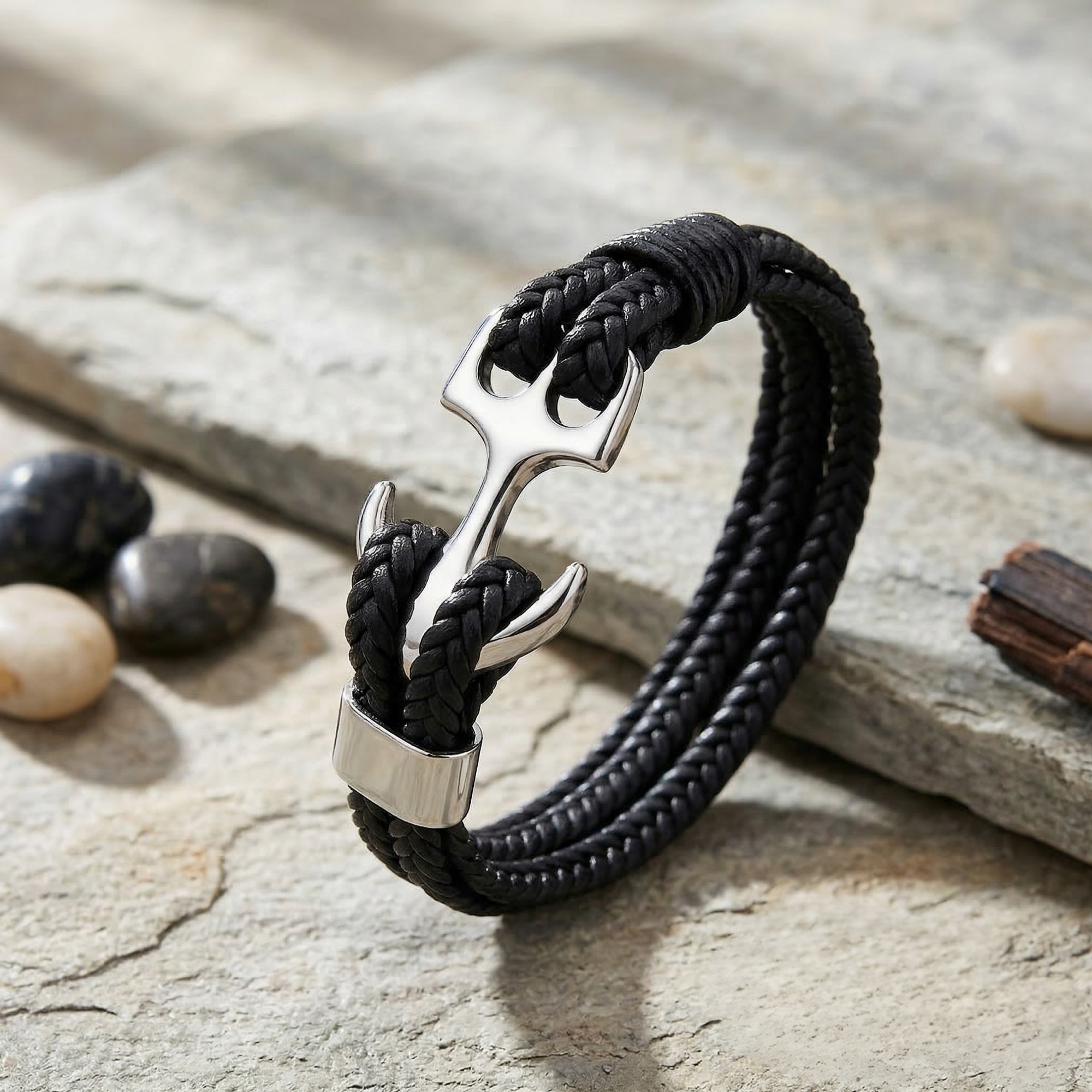 Anchor Bracelet with Message Card - “You Are My Anchor” Romantic Gift Box for Husband, Boyfriend, Fiancé -Anniversary & Valentine’s Day Jewelry