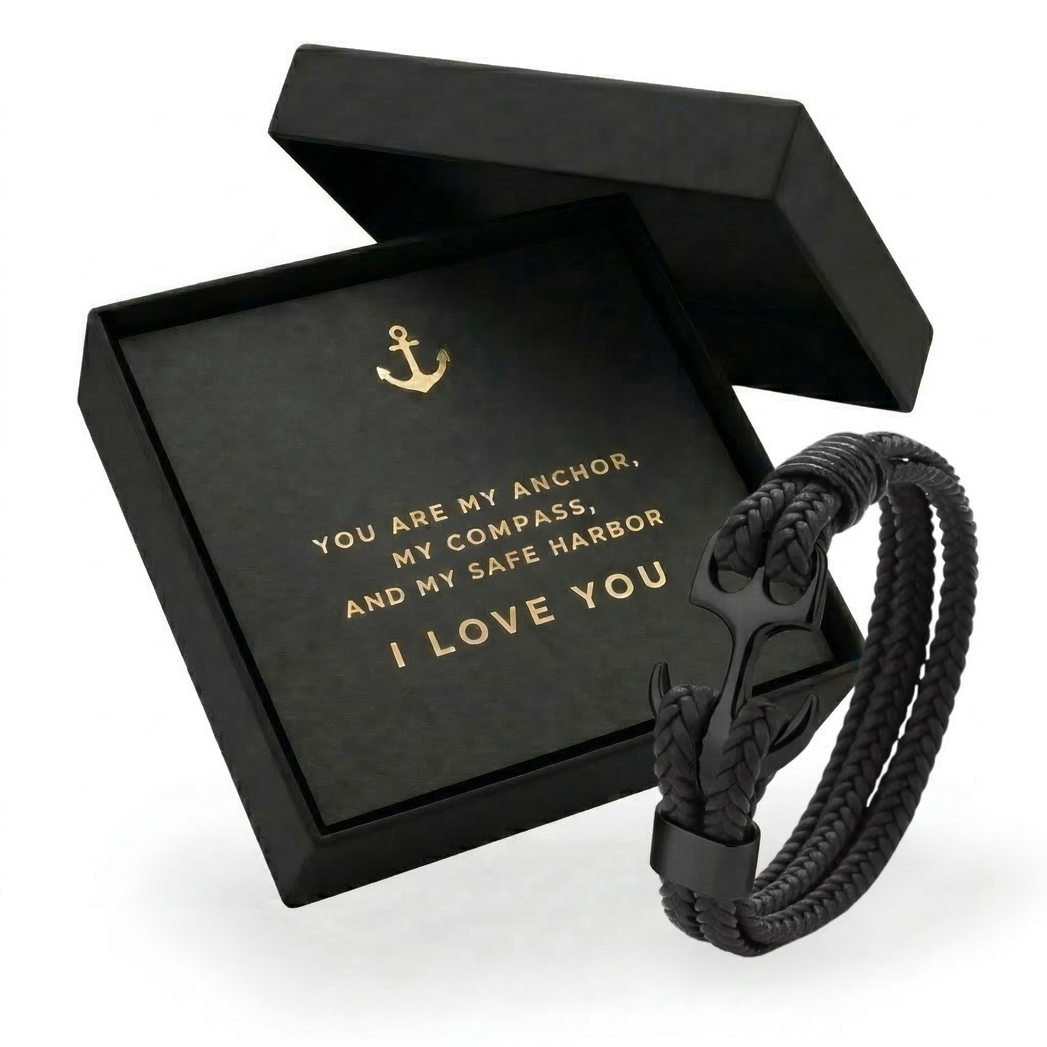 Anchor Bracelet with Message Card - “You Are My Anchor” Romantic Gift Box for Husband, Boyfriend, Fiancé -Anniversary & Valentine’s Day Jewelry