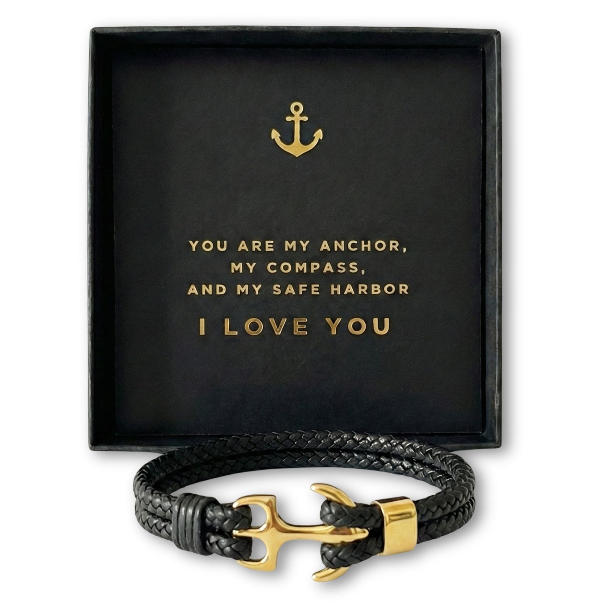 Anchor Bracelet with Message Card - “You Are My Anchor” Romantic Gift Box for Husband, Boyfriend, Fiancé -Anniversary & Valentine’s Day Jewelry