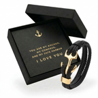 Anchor Bracelet with Message Card - “You Are My Anchor” Romantic Gift Box for Husband, Boyfriend, Fiancé -Anniversary & Valentine’s Day Jewelry