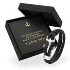 Anchor Bracelet with Message Card - “You Are My Anchor” Romantic Gift Box for Husband, Boyfriend, Fiancé -Anniversary & Valentine’s Day Jewelry