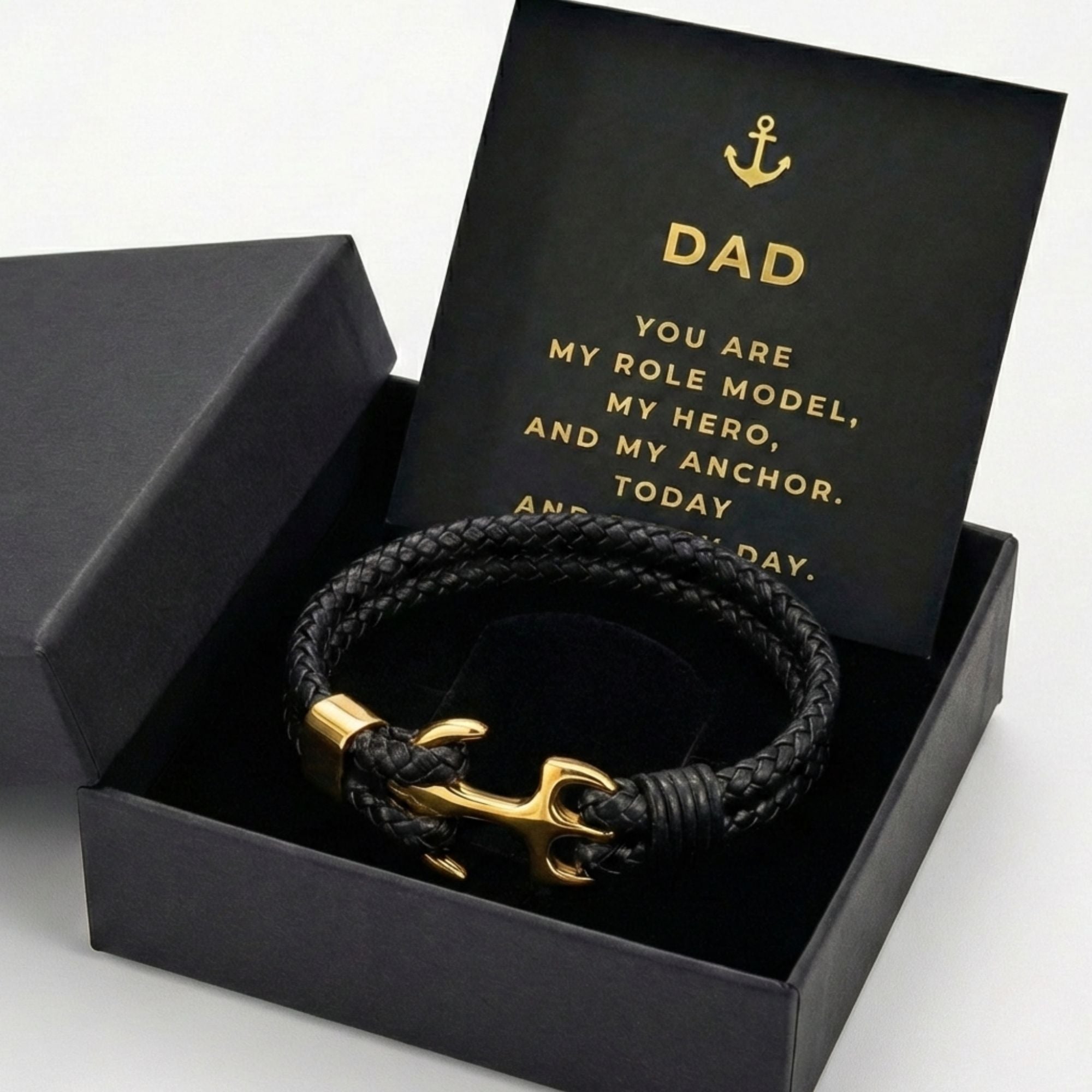 For Dad - Anchor Bracelet with Message Card -  “You Are My Anchor” Gift Box for Father’s Day, Birthday