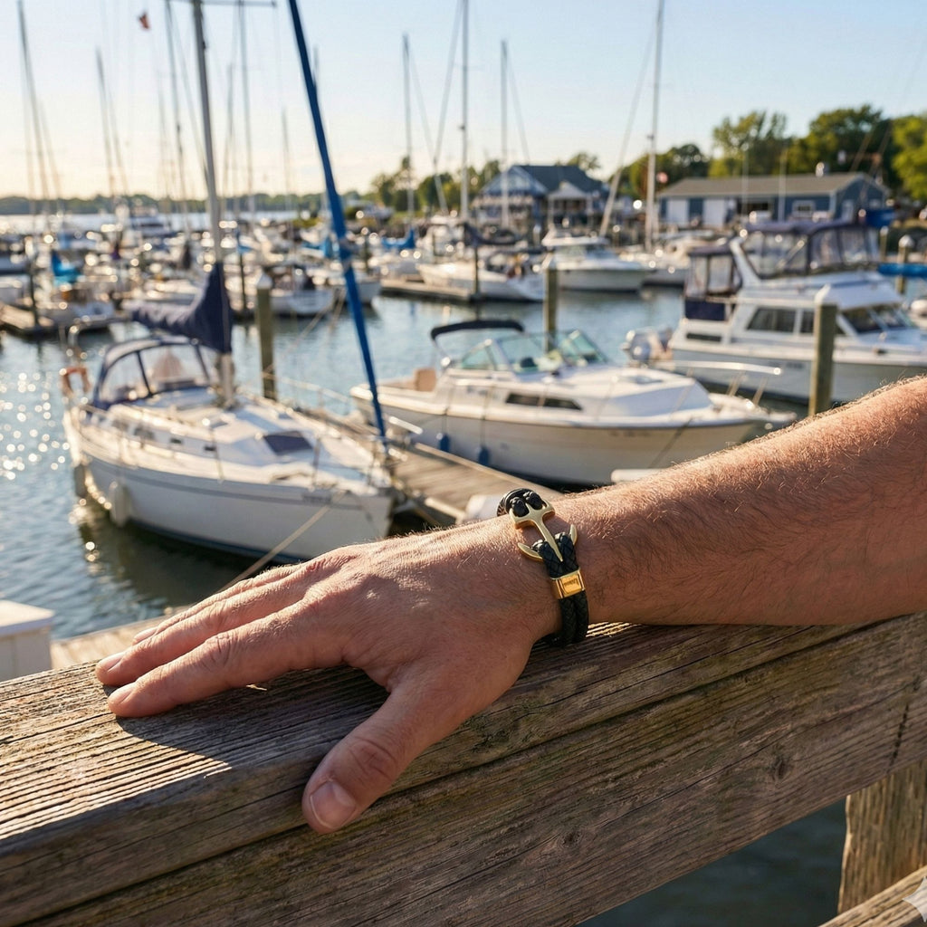 For Dad - Anchor Bracelet with Message Card -  “You Are My Anchor” Gift Box for Father’s Day, Birthday