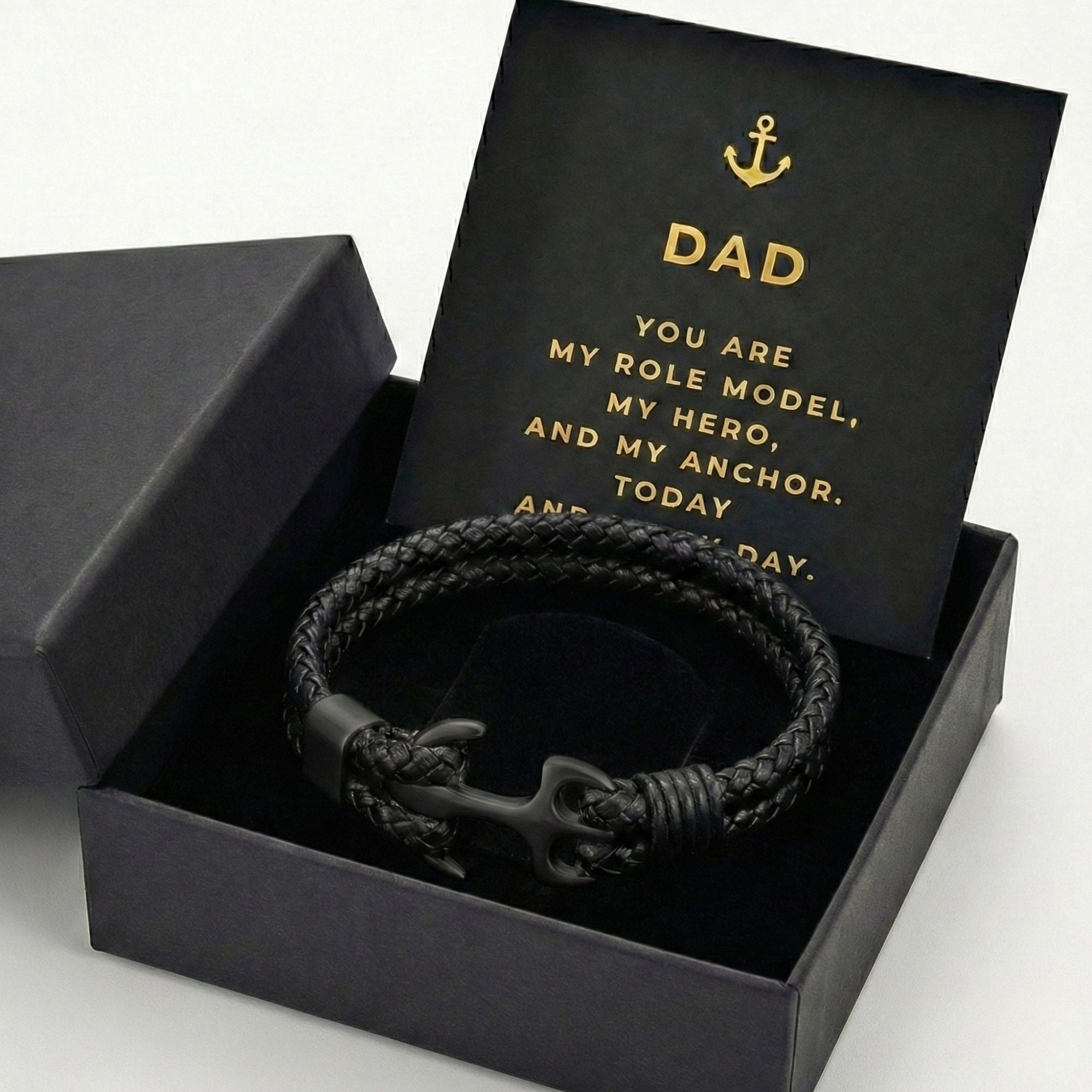 For Dad - Anchor Bracelet with Message Card -  “You Are My Anchor” Gift Box for Father’s Day, Birthday