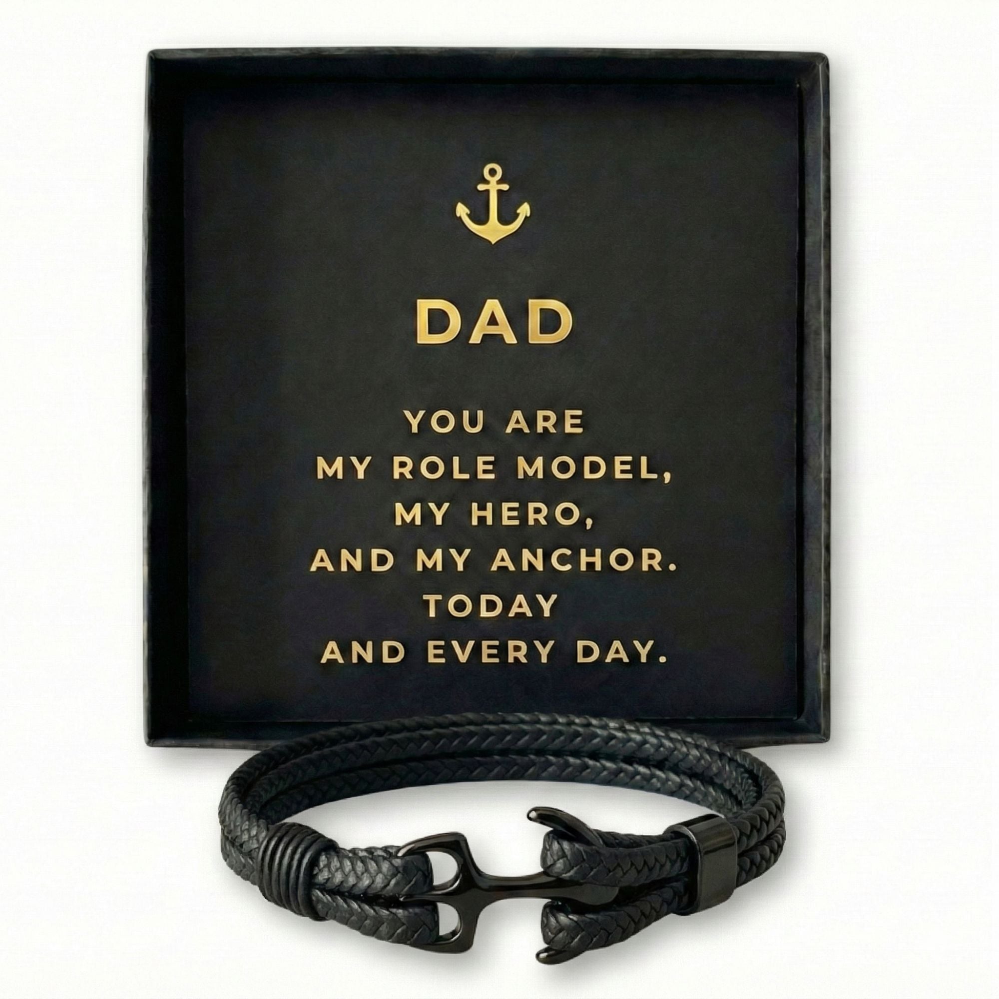 For Dad - Anchor Bracelet with Message Card -  “You Are My Anchor” Gift Box for Father’s Day, Birthday