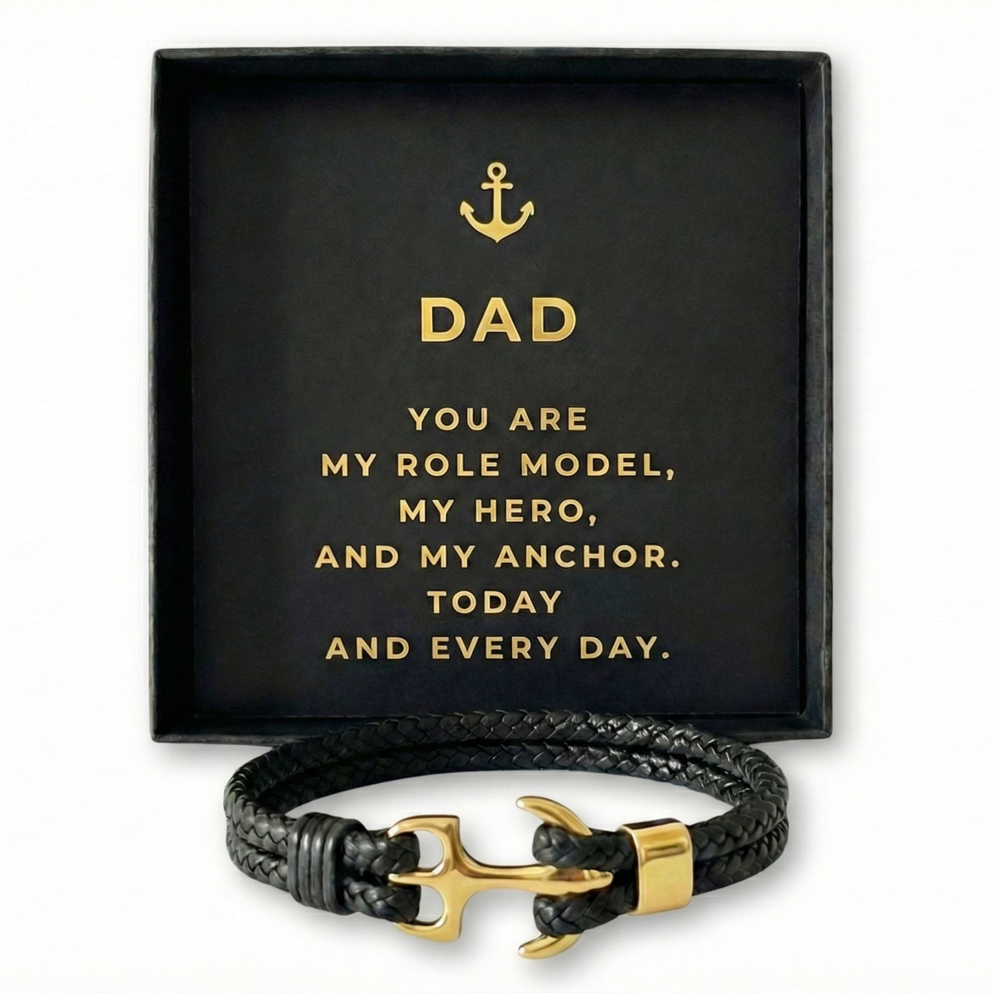 For Dad - Anchor Bracelet with Message Card -  “You Are My Anchor” Gift Box for Father’s Day, Birthday