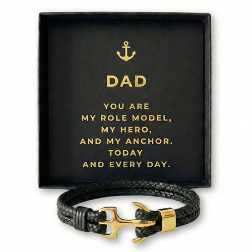 For Dad - Anchor Bracelet with Message Card -  “You Are My Anchor” Gift Box for Father’s Day, Birthday