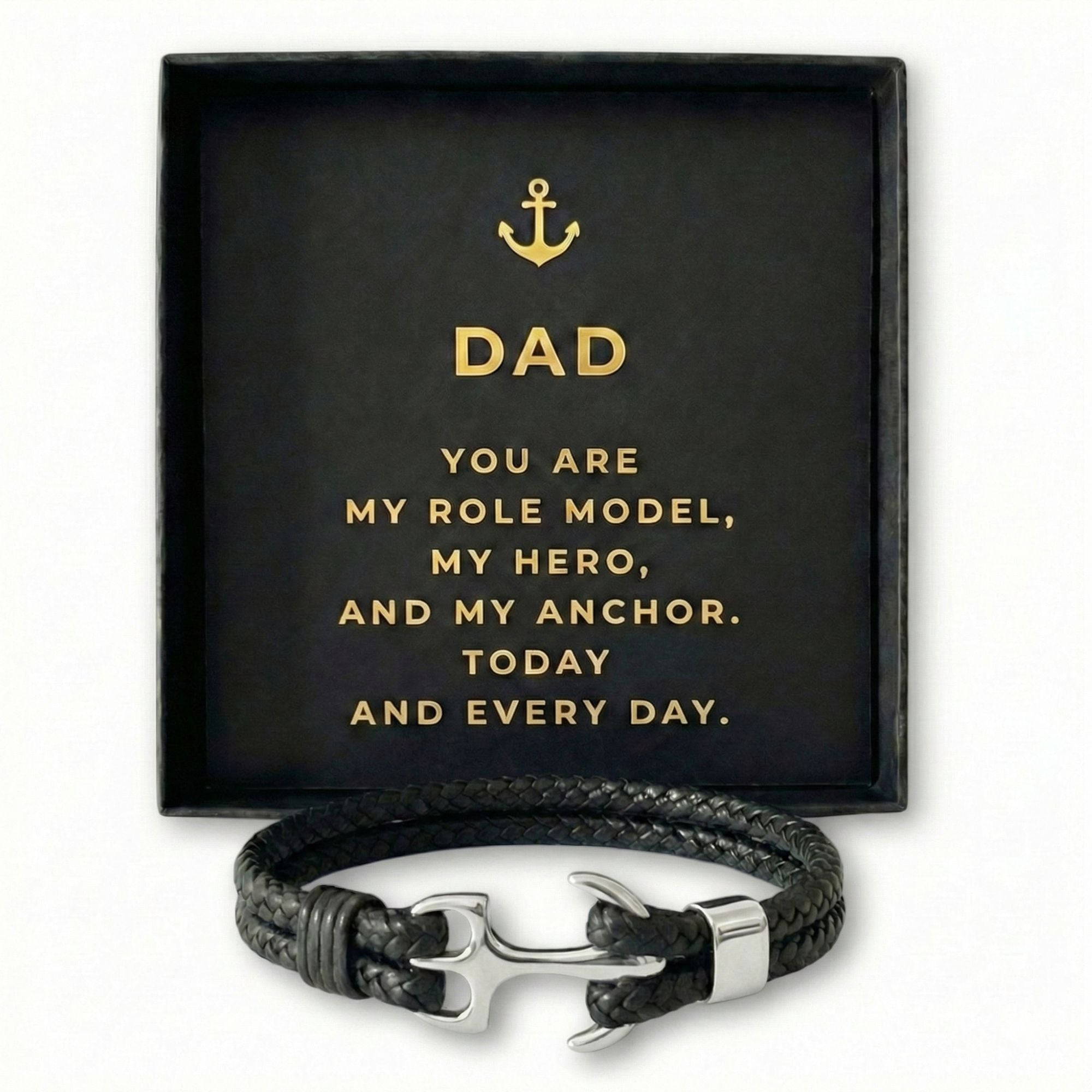 For Dad - Anchor Bracelet with Message Card -  “You Are My Anchor” Gift Box for Father’s Day, Birthday