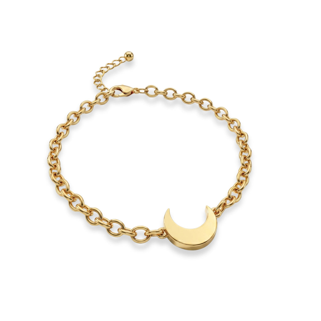 Gold Moon Bracelet for Women -  Hypoallergenic Stainless Steel Crescent Charm Jewelry