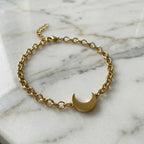 Gold Moon Bracelet for Women -  Hypoallergenic Stainless Steel Crescent Charm Jewelry