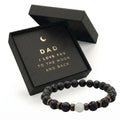 Father's Day Mens Lava Stone Bead Bracelet Gift Box with Card, "Love You to The Moon and Back"