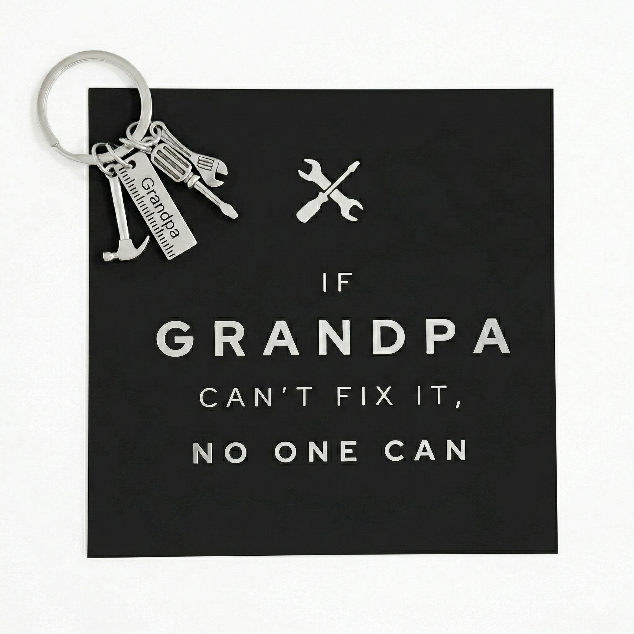 “If Grandpa Can’t Fix It” Card & Tool Keychain Gift Set – Perfect Father’s Day Gift for Grandpa
