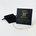 30th Birthday Pearl Necklace Gift Box with Card - Gift for Her - Gold Plated Stainless Steel Chain