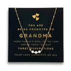 Promoted to Grandma -Gold Three Generations Necklace with Card and Gift Box, 3 Freshwater Pearls with Gold Plated Chain