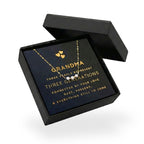 For Grandma - Gold Three Generations Necklace with Card and Gift Box, 3 Freshwater Pearls with Gold Plated Chain