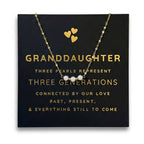 For Granddaughter - Gold Three Generations Necklace with Card and Gift Box, 3 Freshwater Pearls with Gold Plated Chain