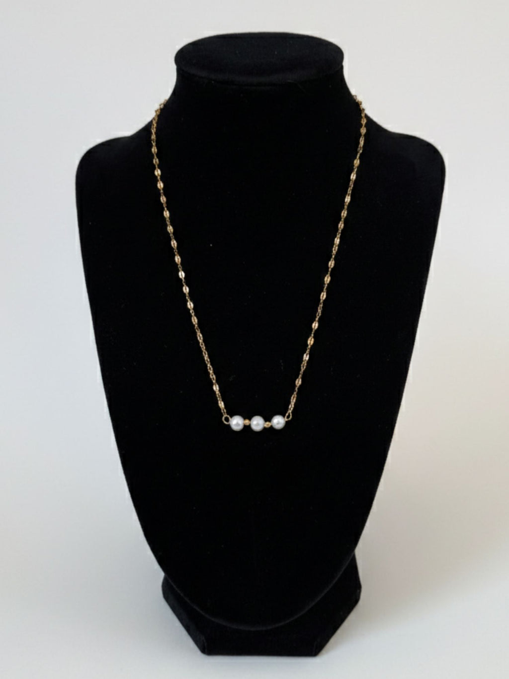 Gold Three Generations Necklace with Card and Gift Box, 3 Freshwater Pearls with Gold Plated Chain