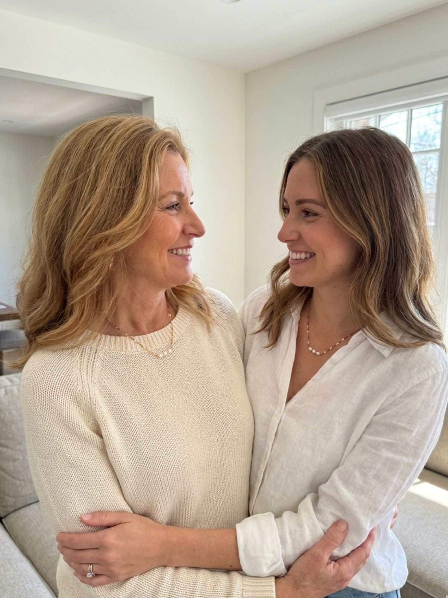 For Granddaughter - Gold Three Generations Necklace with Card and Gift Box, 3 Freshwater Pearls with Gold Plated Chain