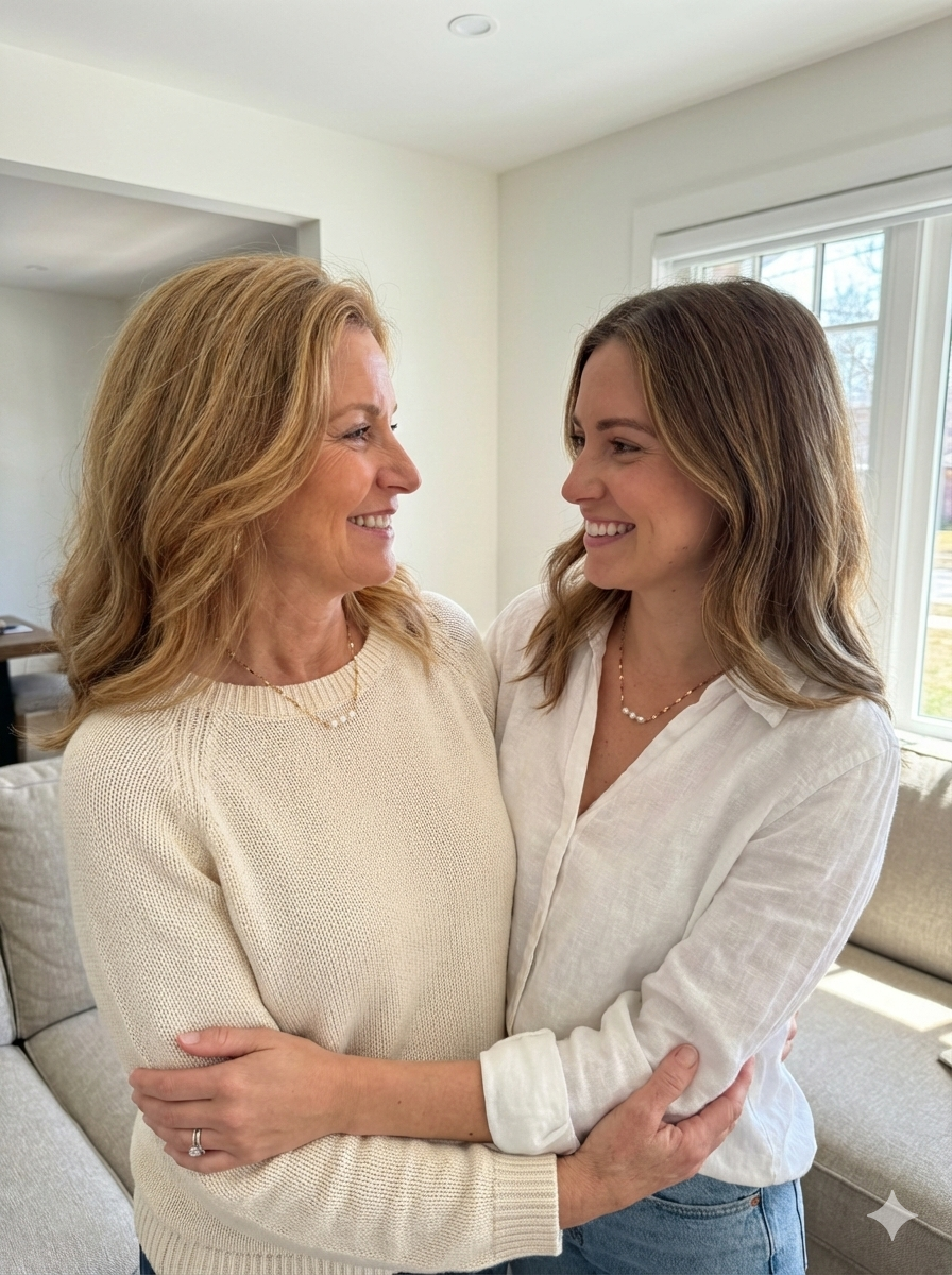 Promoted to Grandma -Gold Three Generations Necklace with Card and Gift Box, 3 Freshwater Pearls with Gold Plated Chain