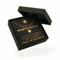 North Star Gold Necklace Gift Box with Card, Inspirational Message - Stainless Steel Crescent Charm Necklace for Women
