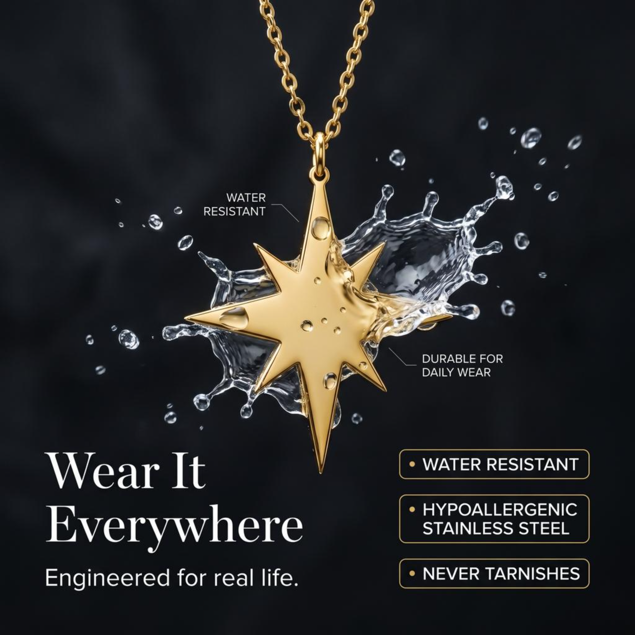 Studio Rockwood North Star Gold Necklace - size reference